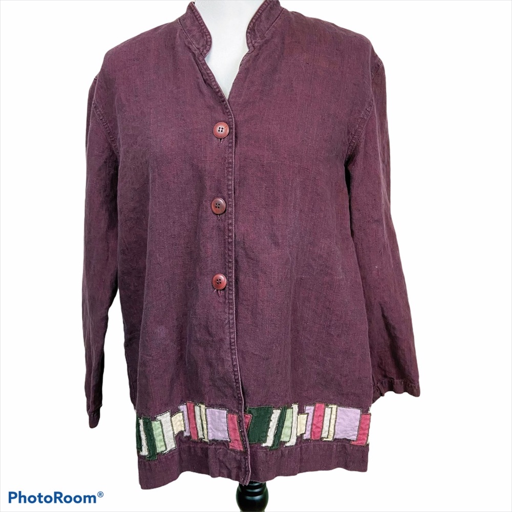 J.Jill purple linen jacket Button front petite